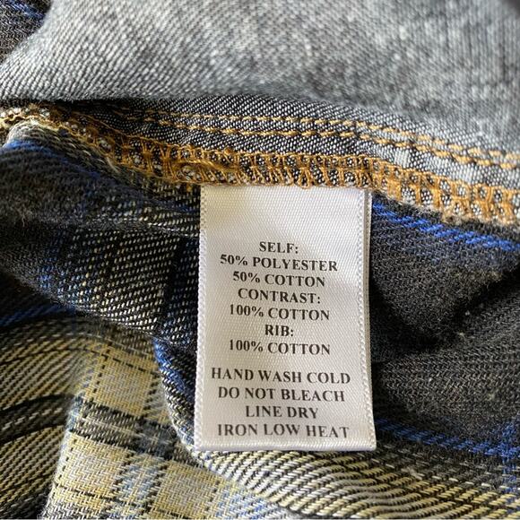 NWT Promesa Rustic Soul Denim and Plaid Half-Zip Top Black Sz XL Boho Western - Picture 10 of 14